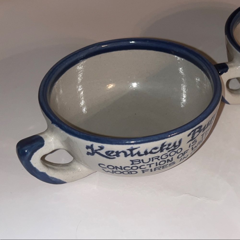 Louisville Stoneware 1982 Kentucky Burgoo Ceramic Soup Bowl with Blue Accents - Picture 3 of 9